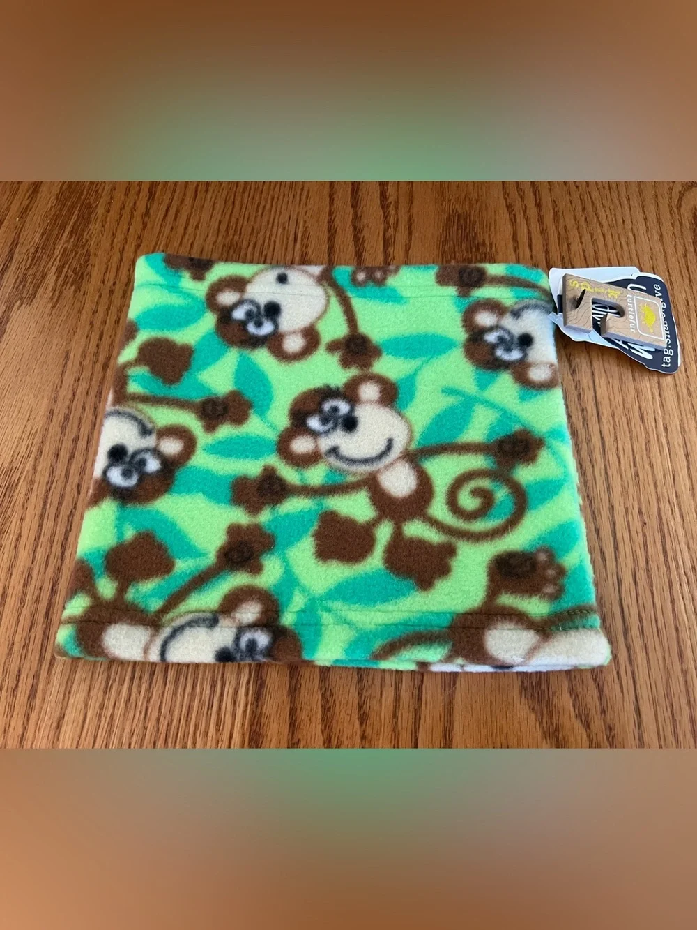 Turtle Fur Kids Monkey Print Fleece Neck Warmer - Green